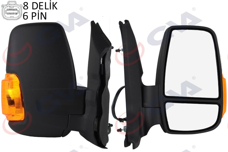 Diş Dikiz Aynasi Sağ Transit V363 14> Kisa Kol-Katlanmaz Elektrikli İsitmali Sarı Sinyalli Desenli Konveks 6 Fiş VM-6329NEHR