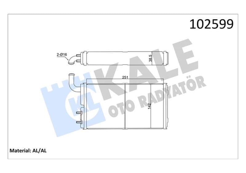 Kalorifer Radyatörü Brazing Versiyonu KL271100 Fiat-Tofaş SKD Murat 131 Şahin Doğan SLX 1.6 74 > At/mt Borulu-Musluksuz Mekanik 250X140X42