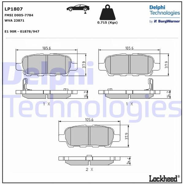 Arka Fren Balata Nissan Qashqai 1.5L 1.6L 2.0L K9K M9R HR16DE MR20DE J10 06-13 / X-Trail 2.0L QR20DE T30 01-07 2.5L QR25DE T30 01-> 2.2L YD22DDTi T30 01-> / Murano 3.5L Z51 4x4 dCi 08-> / İnfiniti FX