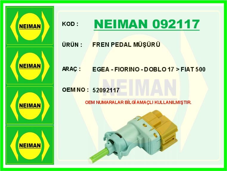 Fren Pedal Müşürü Egea - Fiorino - Doblo 17 > Fiat 500