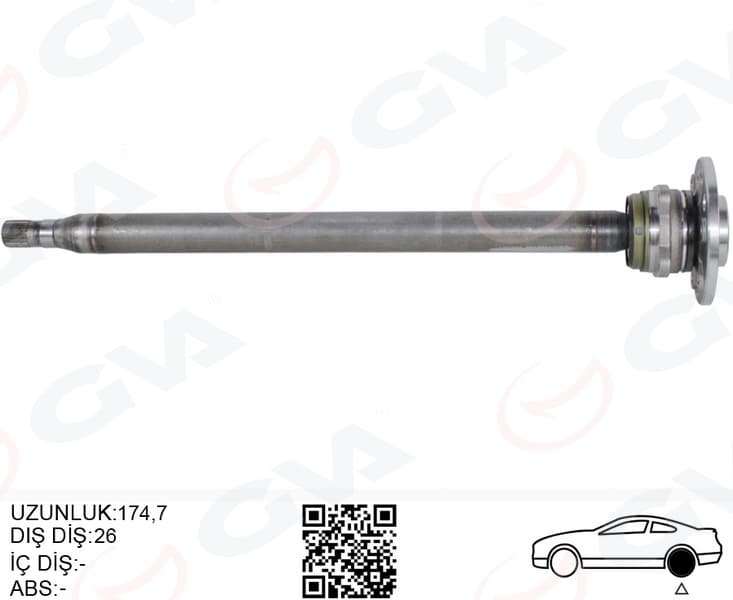 Aks Mili Arka Sol İnce Kisa 840mm Mercedes Sprinter B906 . VW Crafter 30-35-50 Z:26-29 Poryali