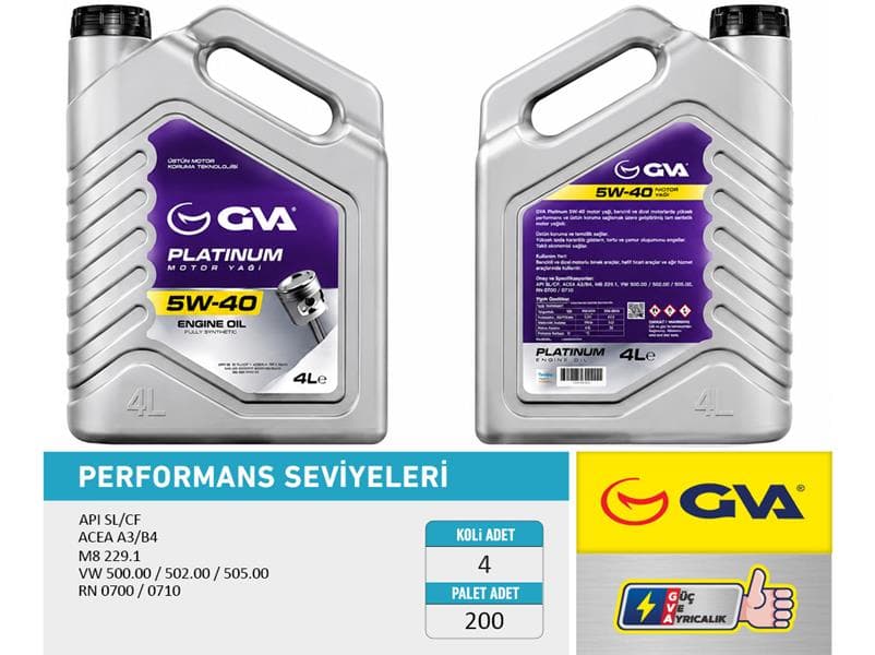 Motor Yağı 5W40 4 LT Platinum Tam Sentetik Api SL/CF
