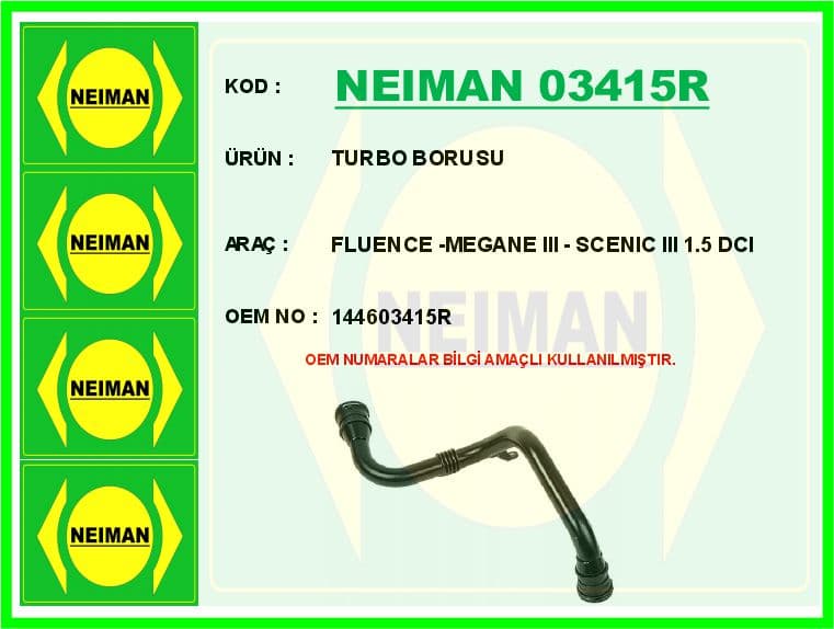 Turbo Borusu Fluence 09> Megane III 09> Scenic III 09> 1.5 dCi