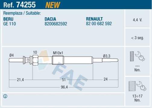 Kizdirma Bujisi Renault Megane III 09> Fluence 09> Clio IV 12> Dacia Duster 10> Mercedes OM607 W176 W246 C117 X156 W415. Nissan Juke 10> Qashqai 06>13 1.5dCi K9K