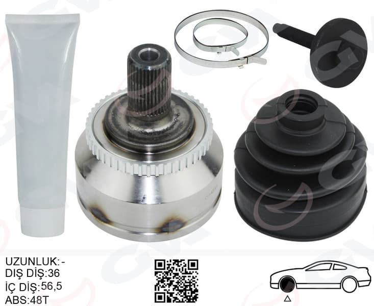 Ön Aks Kafası Diş Sağ-Sol Volvo S60 I 00>10 C70 I 96>02 36 27 56.5 114MM Boy 48 Abs Li