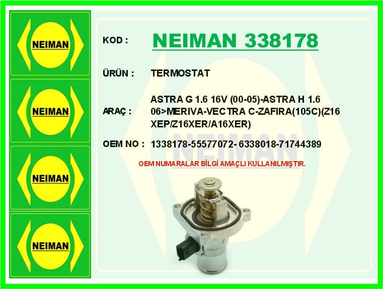Termostat Astra G 1.6 16V 00-05 -Astra H 1.6 06>MERIVA-Vectra C-Zafira 105C Z16 XEP/Z16XER/A16XER