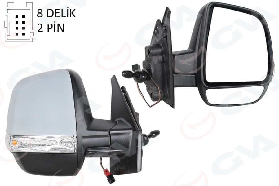 Diş Dikiz Aynasi Sağ Doblo 11> Opel Combo 12>18 Mekanik Sinyalli Astarli Çift Cam Konveks