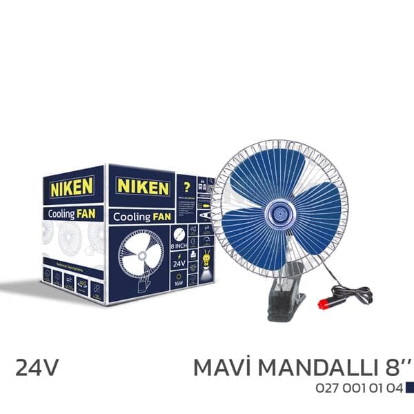 Araç Vantilatörü Mavi Mandalli 24V 8 İnç