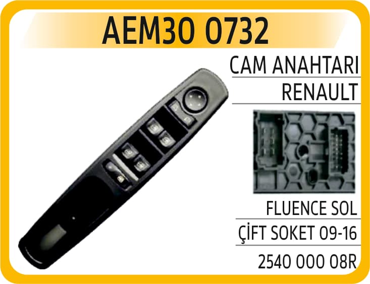 Cam Anahtarı Renault Fluence Sol Çift Soket 09-16