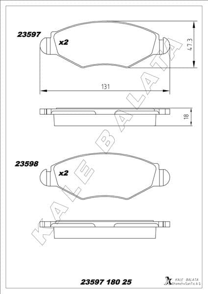 Ön Fren Balatası Peugeot P206 1.4 1.6 09/98> P306 1.4 1.6 5/93>