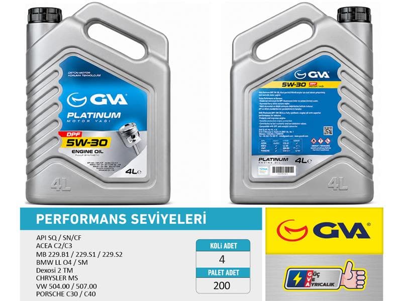 Motor Yağı 5W30 4 LT Platinum Partiküllü-DPF Tam Sentetik Api SQ SN/CF