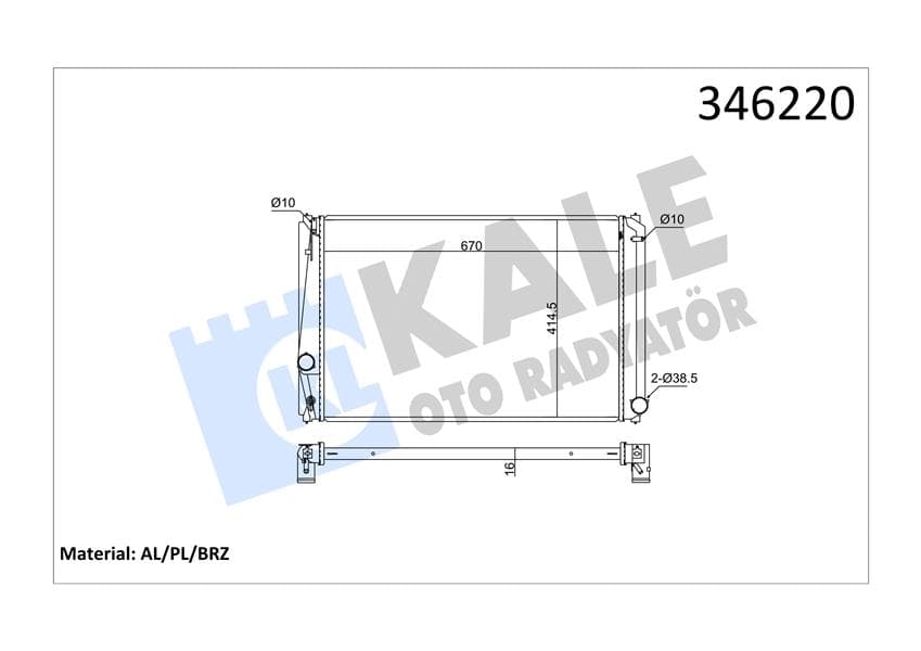 Radyatör Toyota RAV4 2.0 06 > 670x418x16 Al/pl/brz