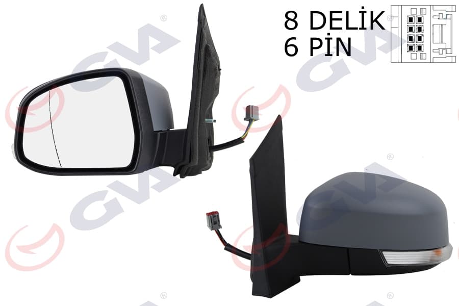 Diş Dikiz Aynasi Sol Ford Focus 08> Elektrikli-İsitmali-Sinyalli-Astarli-Asferik 6 Fiş VM-6304EHPAL
