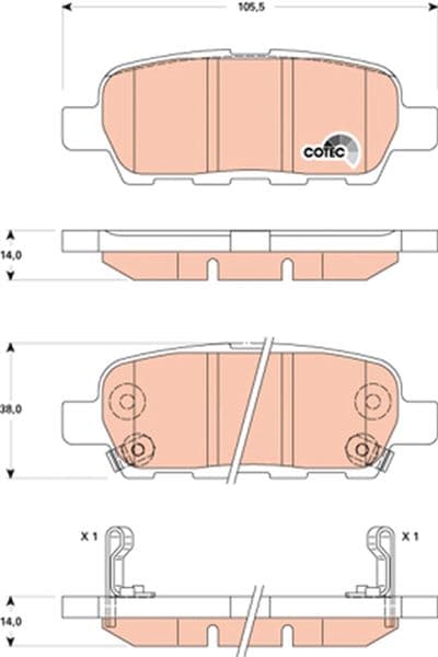 Arka Fren Balata Nissan Qashqai 1.5L 1.6L 2.0L K9K M9R HR16DE MR20DE J10 06-13 / X-Trail 2.0L QR20DE T30 01-07 2.5L QR25DE T30 01-> 2.2L YD22DDTi T30 01-> / Murano 3.5L Z51 4x4 dCi 08-> / İnfiniti FX