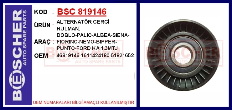 Alternatör Gergi Rulmanı Doblo-Palio-Albea-Siena-Fiorino-Nemo-Bipper-Punto-Ford Ka 1.3MTJ