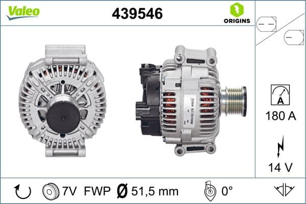 Alternator 14V 180A Mercedes W203 W204 W211 W212 W164 W463 W639 B906