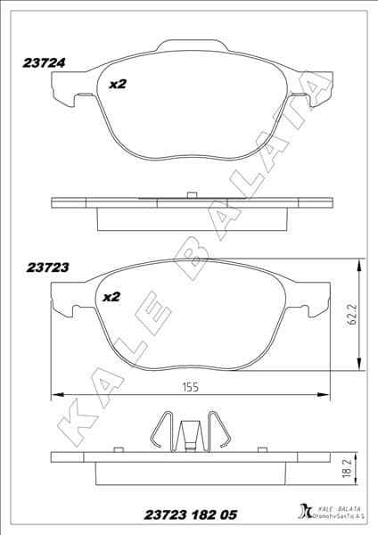 Ön Balata Focus 04>18 Cmax 07>19 Kuga I -II 08>14 Volvo V40 19> C30 06>12 S70 08>13S40 04>12 V50 04>12 Mazda 3 03>09 5 05>09
