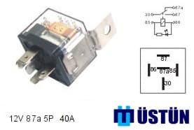 Mini Role Şeffaf 12V 5P 40A 87a