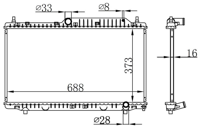 Radyatör Brazing Chery Alia Mek 373x688x16