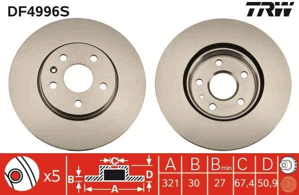 Ön Fren Aynasi İnsignia A 08> Saab 9-5 YS3G 10> 17 Jant 321x30x5DLxHAVALI 13502214-569422