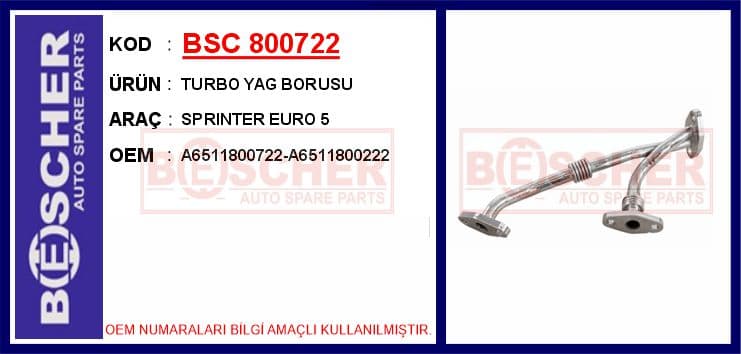 Turbosarj Yaglama Borusu Mercedes OM651 W204 C218 W212 C253 W166 X204 W447 B906 Geri Donus