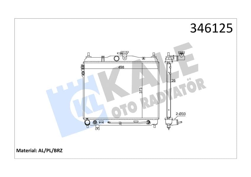 Radyatör Hyundai Getz 1.6 02-05 370x490x26 Ac /- Otom Al/pl/brz