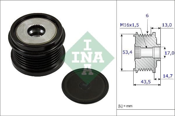 Alternatör Kasnaği 43.5mm Cmax-Fiesta VI-Focus III-Kuga II-Transit-Connect-Courier 1.5-1.6-2.0TDCİ