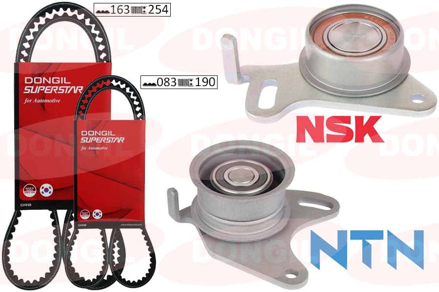 Triger Kayış Seti Eksantrik Seti Hyundai H100 2.5L D4BX 4D55 Panelvan. Kamyonet E.m. 88-96 / Mitsubishi L200 L300 2.5L 4D56 8v E.m. 86-99 2 Kayış 2 Rulman 163x250 083X190