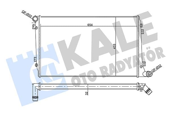 Su Radyatörü VW-Skoda-Seat-Audi-GOLF5-Jetta-Caddy-Passat-A3 04> BLS-BMM 1.9 TDI-2.0 TDI Mekanik III-Passat-Touran 1.9 2.0TDI 04-13 MT Ac Nac Mekanik 654x433x32 1K0121251AN-3C0121253AK
