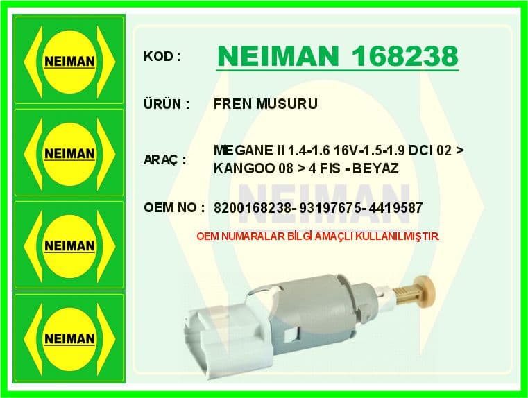 Fren Musuru Megane II 1.4-1.6 16V-1.5-1.9 dCi 02 > Kangoo 08 > 4 Fis - Beyaz