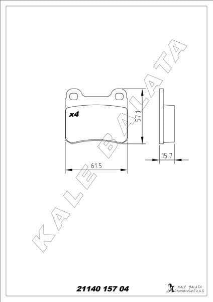 Arka Fren Balatası Vectra A 88-95 Astra F 94-98 Calibra A 90-97 Kadett E 86-91 Vectra B 96>