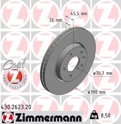 Ön Fren Aynasi İnsignia B 16 İnç 18> Astra J 09 > Zafira C 11 > Cruze 09 > 300x26x5DLxHAVALI 13502051