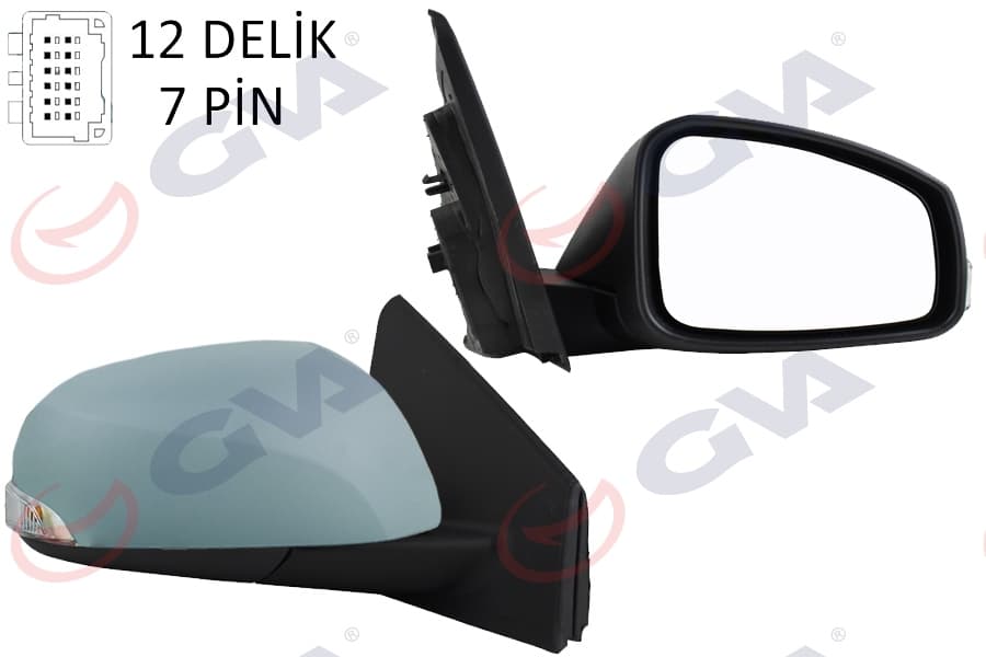 Diş Dikiz Aynasi Sağ Megane-Fluence 08> Elektrikli İsitmali Sinyalli Astarli Konveks 7 Fiş VM-6138EHPR
