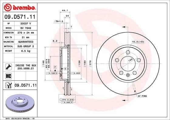 Fren Diski Ön VW-Skoda-Seat-Audi-A1-Arona-İbiza-Kamiq-Scala-Polo-T Cross-Taigo 18> 276x24x5