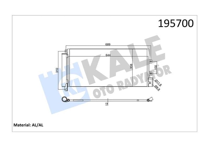 Klima Radyatörü Fiat Linea 07> 1.3 JTD 628x305x12 1 Sira Alb Sistem