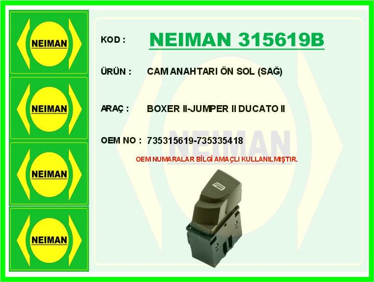 Cam Anahtarı Ön Sol Sağ Boxer II-Jumper II Ducato II