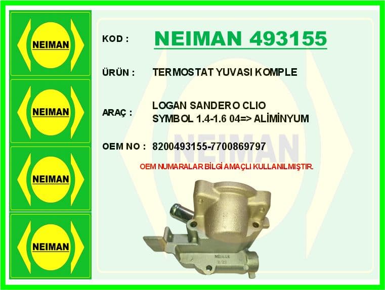 Termostat Yuvası Renault Clio-Kangoo-Megane Dacia Logan 1.4-1.6 K4J-K4M Alüminyum-Tıpasız