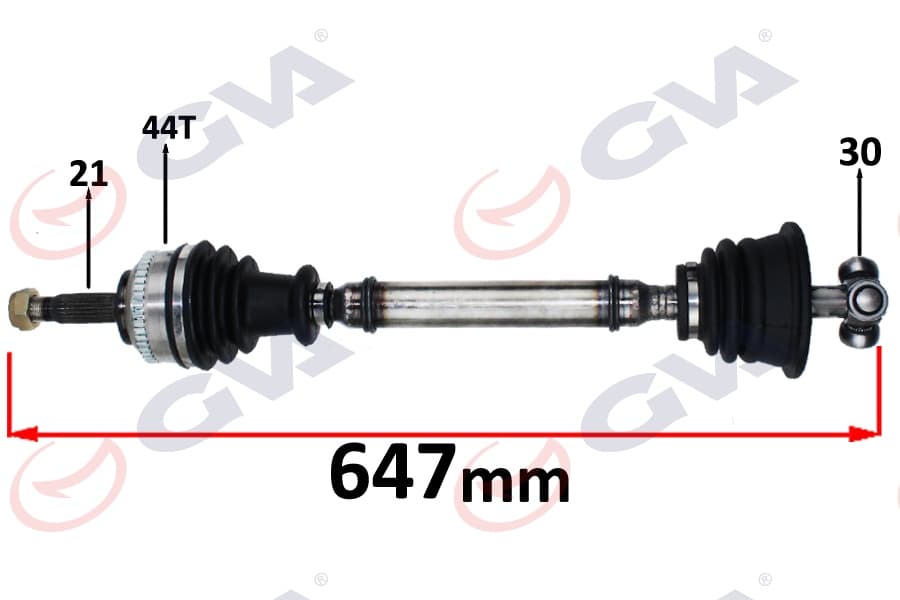 Komple Aks Sol Megane I 1.4/1.6 96-03 Abs Li 44DİŞ 647mm
