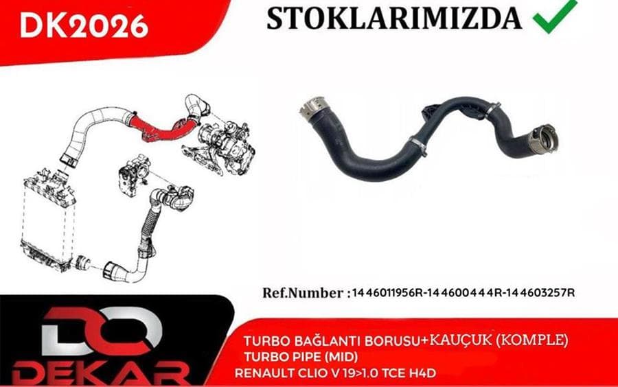 Turbo Bağlantı Borusu Kauçuk Komple Clio V 19> 1.0 Tce H4D