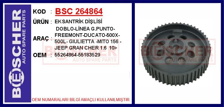 Eksantrik Dişlisi Astra H-J Zafira B-Vectra C 1.9 DTH-DTJ İnsignia A-Astra J-Zafira C 2.0 DTH-DTJ Doblo-Linea-Freemont-Ducato-Boxer-Jumper-500L Alfa Romeo Giulietta Mito 156 2.0 HDi-MTJ