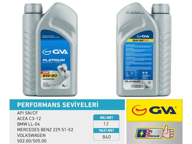 Motor Yağı 5W30 1 LT Platinum Partiküllü-DPF Tam Sentetik Api SN/CF