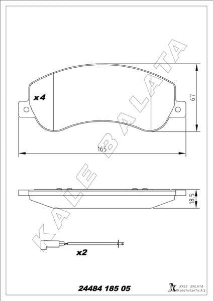 Ön Fren Balatası Transit V348 11>14 A.ceker VW Amarok 2.0TDI 10> Aksesuarli İkaz Fisi Cıvata Yay