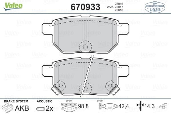 Arka Fren Balata Toyota Auris. Corolla 1.6L 1ZR-Fe ZRE151 07-11 / 1.33L 1NR-Fe NRE150 6 Vites 10->
