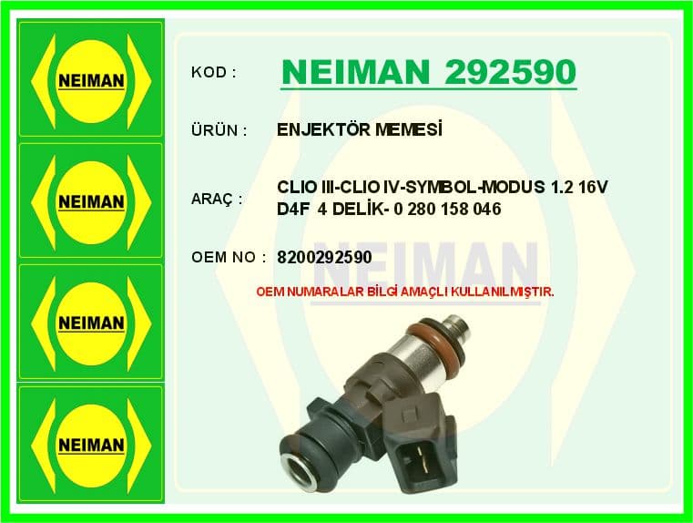 Enjektör Memesi- Clio III-Clio IV-Symbol-Modus 1.2 16V D4F 4 Delik- 0 280 158 046