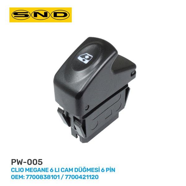 Clio Megane 6 Li Cam Düğmesi 6 Pin Oem: 7700838101 / 7700421120