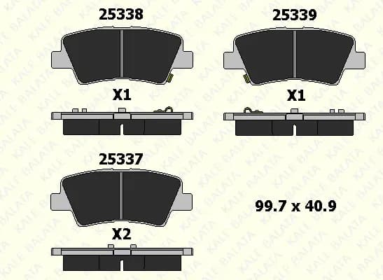 Arka Fren Balata Hyundai i20 1.2L G4LA 15-20 1.4L G4LC 15-18 1.4L D4FC CRDi 15-18 / Elantra 1.6L D 4FB G4FG 16-> / Kia Soul 1.6L D4FB 14-> / Sportage 1.6L G4FD G4FJ T-Gdi 15-> 1.6L D4FE 18->