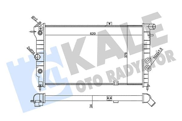 Su Radyatörü Opel Vectra A 1.6I 1.8I 2.0I 88-95 Calibra A 2.0I 94-97 At Ac Mekanik 620x378x34