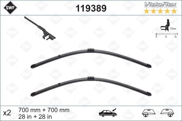 Silecek Supurgesi Takımı 700mm / 700mm Mercedes W220 W221 . Citroen C6 . Peugeot 407 SWF