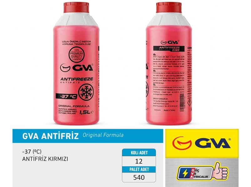 Antifriz 1.5 LT -37 C Kırmızı Long Life Koli 12 Ad Organik
