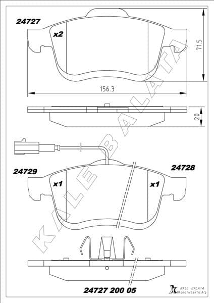Ön Balata Doblo 1.4 1.3D 1.6D 2.0D 10 > Combo 1.4 12 >1.3CDTİ 12 >1.6CDTİ 12 > 2.0CDTİ 12 >